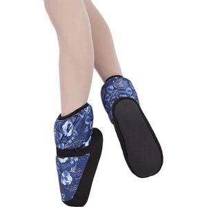 GRISHKO Dance Warm Up Floral Booties, Blue, Size 7-7.5.